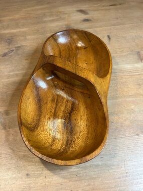 Handcrafted Wood Divided Serving Tray Bowl, Brown 12”x6”x3” Mid-Century Modern